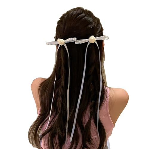 1 Stück / 2 Stück lange Haarspange mit Schleife und Schleife für Mädchen, Fotografie, Pferdeschwanz, Styling-Tiaras, Haarnadel für Damen, Haarnadel, Festival, Haarnadel für tägliche Frisuren, Schleife von Yooghuge