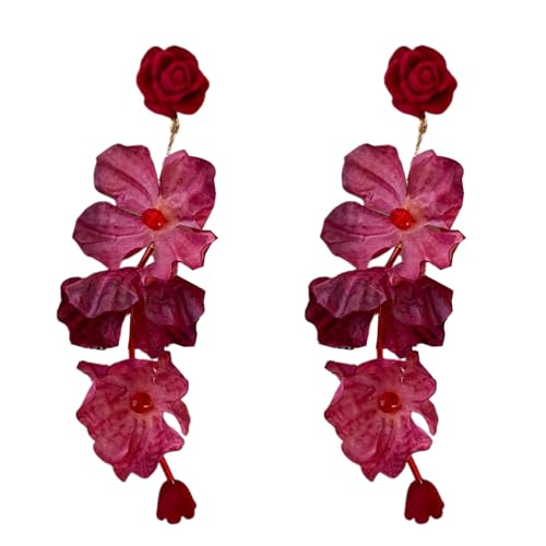 Blumenohrringe Elegante Ohrringe Böhmische Blumenohrohrstollen Silber Textur Ohrschmuck Geeignet Für Stilvolle Outfits von Yooghuge