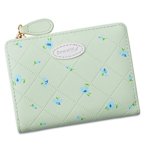 Einfache Brieftasche Stilvolle Münzbeutel Schöne Brieftasche PU Lederwechsel Geldbeutel Blumendruck Kurzer Geldbeutel Mit Kartenhalter Bifold PU Leder Wechsel Stilvoller Kurzer Schöner Kartenhalter von Yooghuge