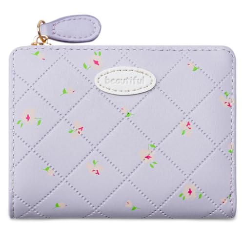 Einfache Brieftasche Stilvolle Münzbeutel Schöne Brieftasche PU Lederwechsel Geldbeutel Blumendruck Kurzer Geldbeutel Mit Kartenhalter Bifold PU Leder Wechsel Stilvoller Kurzer Schöner Kartenhalter von Yooghuge