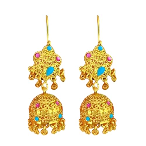 Eleganter Trend Indianer Jhumka Ohrringe Gold Plattiert Geometrische Dangelschmuckzubehör Für Trendige Frauen Stilvolle Outfits Jubiläum Ohrringe von Yooghuge