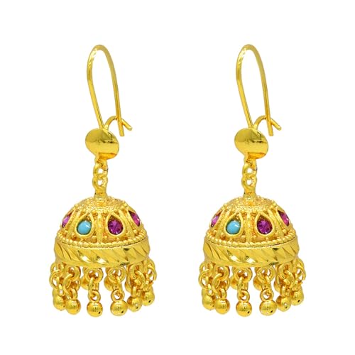 Eleganter Trend Indianer Jhumka Ohrringe Gold Plattiert Geometrische Dangelschmuckzubehör Für Trendige Frauen Stilvolle Outfits Jubiläum Ohrringe von Yooghuge