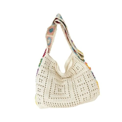 Frauen Gestrickte Umhängetasche Farbenfrohe Blumen Crossbody Bag Fashion Strand Hohl Aus Häkelhandtasche Urlaub Frauen Schulter Gestrickt Crosbody Häkeln Strand Blumen Messenger von Yooghuge