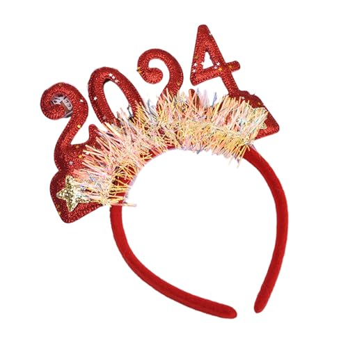 Haarband für Erwachsene, Teenager, 2024, Neujahr, Lametta, Pailletten, Buchstaben-Stirnband, Karneval, Haarreifen, Weihnachten, Fotos, Kopfschmuck, Weihnachts-Stirnbänder für Erwachsene, von Yooghuge