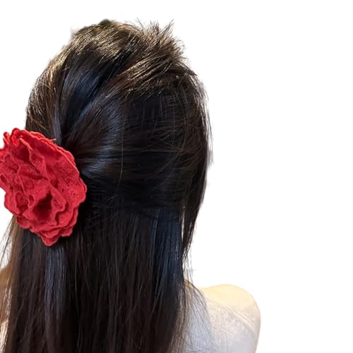 Haarklammer mit Spitzen-Blume, für Damen, große Rose, Bananenkiefer, Haarklammer, weiblicher Entenschnabel-Clip, Haarschmuck, Rosenblüte, Haarspange von Yooghuge