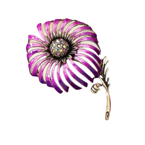 Handwerklich Gefertigte Löwenzahnbrosche Antike Golettiertes Blumenschmuck Tropfen Ölblätter Strssteine Zentrum Accessoire Gold Tone Plated Brosche von Yooghuge