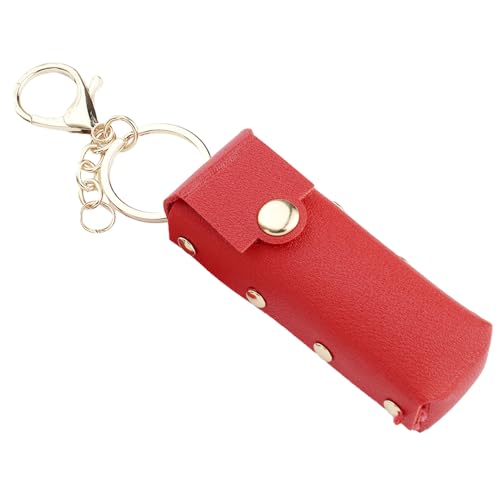 Lippenstift-Organizer, Schlüsselanhänger, Leder, Lippenstift-Tasche, Chapstick-Anhänger für Damen, tragbarer Lipgloss-Etui für Reiserucksack, rot, Einheitsgröße von Yooghuge