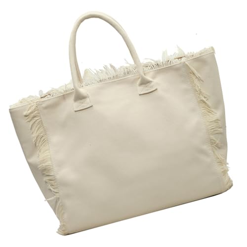 Praktische Leinwand Umhängetasche Zum Tragen Von Wesentlichen Kapazitäts Unterarm Taschen Handtasche Mit Quastenkern Für Frauen Faltbare Einkaufstasche von Yooghuge