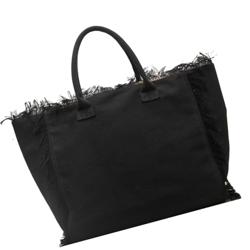 Praktische Leinwand Umhängetasche Zum Tragen Von Wesentlichen Kapazitäts Unterarm Taschen Handtasche Mit Quastenkern Für Frauen Faltbare Einkaufstasche von Yooghuge