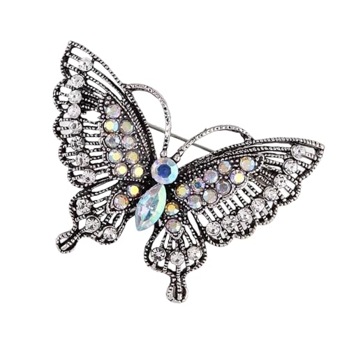 Retro Crystals Butterfly Brosche Robuste Leichtmetallschmuck Geschenke Accessoire Für Muttertages Geburtstage Partykleiddekoration Elegante Schmetterlingszauber Accessoires von Yooghuge
