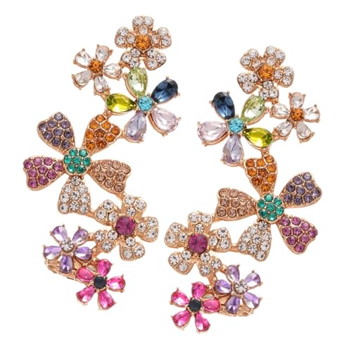 Sekter Kristall Strasssteine Besetzt Florale Dangelohrringe Leicht Bequemes Silberhaken Design Casual Oder Formelle Outfit von Yooghuge