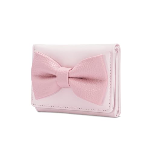 Süße Bögen Brieftaschen Für Frauen Girls Münze Geldbörse Trifold Wallet Bags Kartenhalter PU Leder Geldbeutel Stilvoller Wechsel Triufold Wallet Stylish Short PU Leder Wechsel Süße Bögen Kartenhülle von Yooghuge