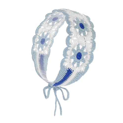 Sunproof Damen Blumen Haarband Gehäkelt Rechteckig Turban Süße Elastische Haarbänder Turban Frühling Und Sommer Haar Accessoires Gestricktes Kopftuch von Yooghuge