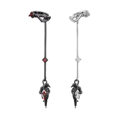Unisex Dunkle Ästhetische Krähe Thematische Clip Auf Ohrmanschette Ehrfurcht Ohrhook Anhänger Handgefertigtes Alternative Goth Schmuck Accessoire Mystische Tierohrring Clip Alternative von Yooghuge