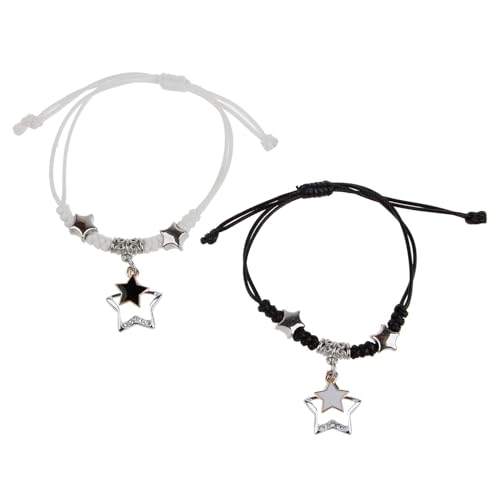 Yooghuge 2pcs Stilvolle Gewebte Seilarmbänder Für Paare Passende Armreifen Star Anhänger Charme Handgelenk Handverbindung Schmuckstücke Trendy Mode von Yooghuge