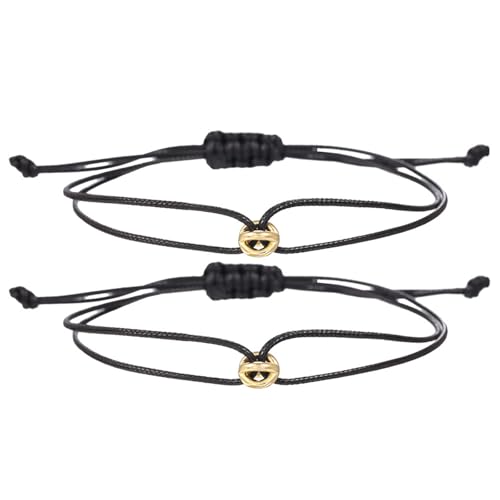 Yooghuge 2pcs Viel Glück Charme Perlenarmbänder Für Paare Einstellbare Größe Gewebter Handchain Geflochten von Yooghuge