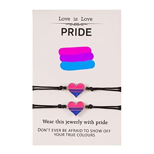 Yooghuge 2pieces Schwarzer String Herz Charm Armband Für Paar Regenbogenfarbe Charme Wachs Seil Verstellbares Armband Freundschaft Schmuck Schmuck Geflochtene Seilarmbänder Teen Mädchen Frauen Frauen von Yooghuge