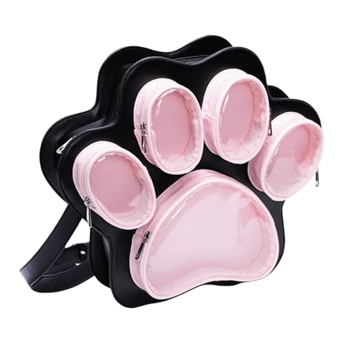 Yooghuge Damen Rucksäcke Mit Schönen Katzen Pfotenthema Und Funktionalen Fächer Umhängetasche PU Crossbody Geldbörse Für Essentielle Japanische PU Rucksäcke von Yooghuge