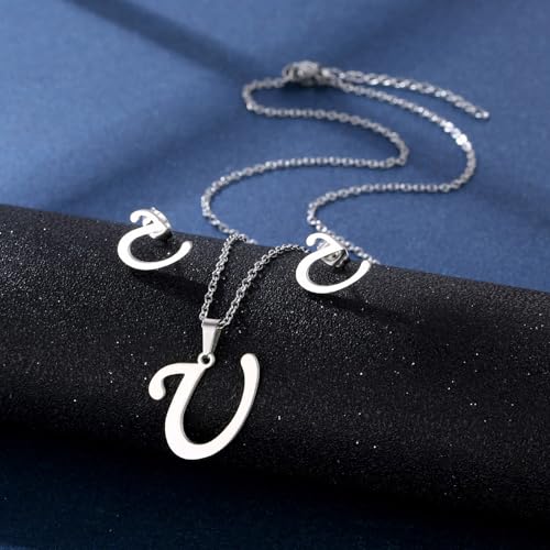Yooghuge Edelstahl Anhänger Halskette Ohrstollen Set Modebrief Halskette Verstellbare Kette Für Mann Frau Buchstabe Ohrschmuck Für Frauen Yooghuge Edelstahl Anhänger Halskette Ohrstollen Set Modebrief Halskette Verstellbare Kette Für Mann Frau Buchstabe Ohrschmuck Für Frauen von Yooghuge
