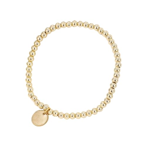 Yooghuge Edelstahl Elastischer Perlen 53 Gold/Silber 4mm Perlen Einstellbar Unisex Armband Für Lässige Formale Minimalistische Edelstahl Perlenarmband von Yooghuge