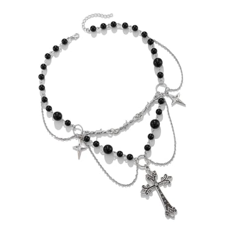Yooghuge Einzigartige Punk Bowknot Halskette Edgy Metal Crosses Mit Fransen Und Perlen Verzierungen Für Trendige Outfits Mode Yooghuge Einzigartige Punk Bowknot Halskette Edgy Metal Crosses Mit Fransen Und Perlen Verzierungen Für Trendige Outfits Mode von Yooghuge