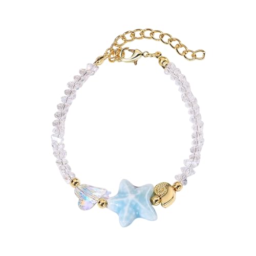 Yooghuge Elegante Verstellbare Meereskreaturen Charmalme Armband Keramik Seesterne Schnecken Designs Kristalle Perlen Schmuck Geschenk Keramik Schnecken Charme Armband von Yooghuge