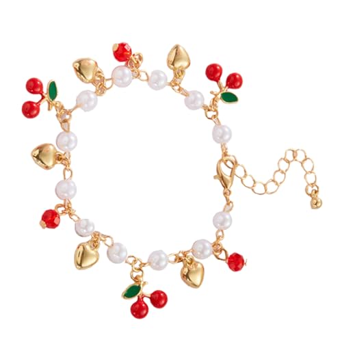Yooghuge Elegantes Obstarmband Handgefertigtes Schmuck Einzigartiges Herz Statement Armband Geeignet Für Den Täglichen Gebrauch Und Festliche Versammlungen Erdbeerperlen von Yooghuge
