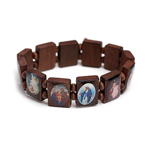 Yooghuge Farbige Perlen Katholischer Armreif Religiöses Hingabe Armband Holz Wristchain Accessoire Für Freundes Handgefertigte Geschenk Rosenkranzarmband Für Männer Katholische Holz Frauen Rot Männer von Yooghuge