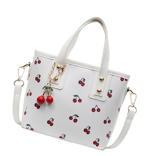 Yooghuge Frauen Eimerbeutel Obsttasche PU Leder Handtasche Ästhetik Crossbody Einfache Messenger Für Tägliche Frauen Ästhetische Schulter Kirsch Crossbody Stylish Eimer von Yooghuge
