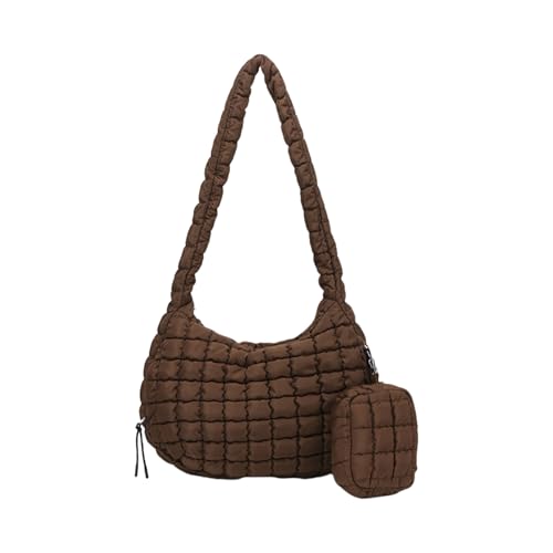 Yooghuge Frauen Winter Großer Gestepter Puffer Umhängetasche Mit Reißverschlussbecher Mehrzweck Leichtkreuzbody Carryall Tasche Multi Fach Geldbörse von Yooghuge