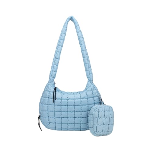 Yooghuge Frauen Winter Großer Gestepter Puffer Umhängetasche Mit Reißverschlussbecher Mehrzweck Leichtkreuzbody Carryall Tasche Multi Fach Geldbörse von Yooghuge