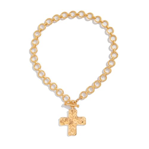 Yooghuge Hämmerte Kreuze Halskette Mit Kettenaussage Anhänger Stylish Neckchain Für Frauen Legierung Yooghuge Hämmerte Kreuze Halskette Mit Kettenaussage Anhänger Stylish Neckchain Für Frauen Legierung von Yooghuge