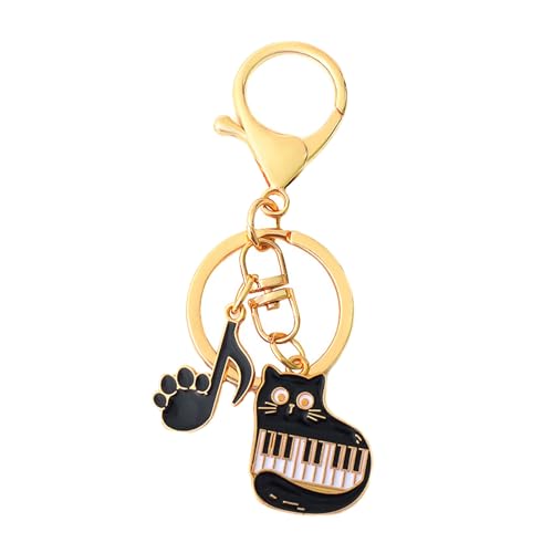 Yooghuge Katzen Klavierschlüsselring Musik Keychain Kreative Autoschlüsselkette Note Schlüsselringe Hängen Ornamente Tasche Charme Für Frauen Notiz Keyrings Charm Car Zur Dekoration von Yooghuge