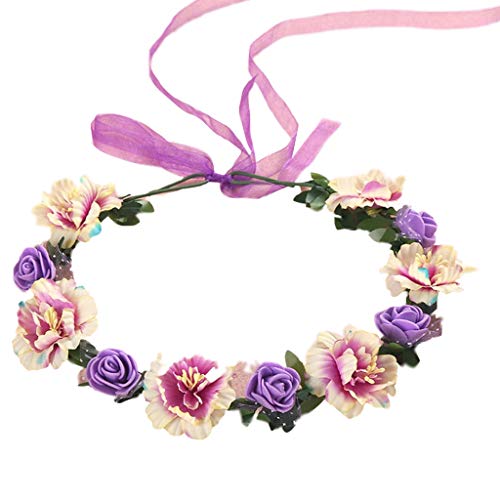 Yooghuge Kranz, 6 Farben, für Erwachsene, Kinder, unregelmäßige Kunstrosen, Haarband, Blumenmädchen, Brautschmuck, Hochzeit, Farbkranz, Kopfschmuck von Yooghuge