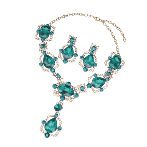 Yooghuge Luxuriöser Kristallschmuck Set Einzigartige Halskette Und Ohrringe Mit Einzigartigen Retro Stilen Perfekt Für Hochzeiten Und Partys Vintage Stil Schmuckset Vintage Stil von Yooghuge