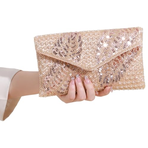 Yooghuge Perlen Pailletten Umhängetaschen Mit Kettengurt Trendige Clutches Geldbörse Damen Abendbeutel Crossbody Geldbörsen Für Frauen Mode Clutches Handtasche Handtasche von Yooghuge