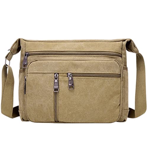 Yooghuge Qualtiy Reisetasche Canvas Casual Schulter Crossbody Outdoor Taschen Herren Reiseschule Retro Reißverschluss Umhängetasche Männer Canvas Crossbody Messenger von Yooghuge