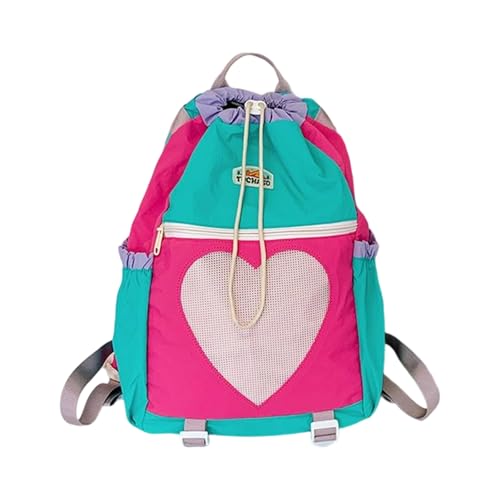 Yooghuge Rucksack Mit Großer Kapazität Zum Wandern Ergonomischer Nylon Daypack Mit Seitentaschen Und Liebesmuster In Dem Frauen Patchwork Design Wanderrucksäcke Detailliert Sind von Yooghuge