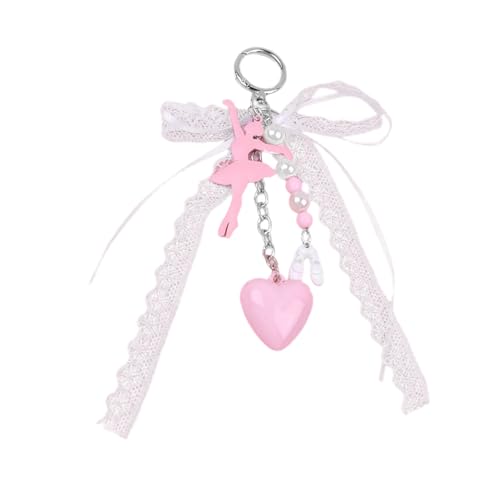 Yooghuge Schöne Bögen Keyring Heart Keychain Charm Creative Car Schlüsselkette Ballett Mädchen Keyrings Anhänger Ornamente Bag Auto Schlüsselkette Bögen Keychain Ballet Girl Keyring Anhänger von Yooghuge