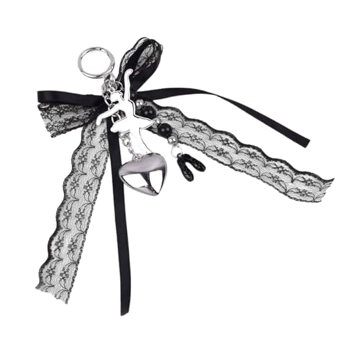 Yooghuge Schöne Bögen Keyring Heart Keychain Charm Creative Car Schlüsselkette Ballett Mädchen Keyrings Anhänger Ornamente Bag Auto Schlüsselkette Bögen Keychain Ballet Girl Keyring Anhänger von Yooghuge
