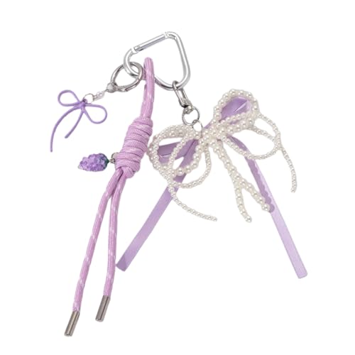 Yooghuge Schöner Herzschlüsselkettenbögen Keyring Geflochtenes Seil Schlüsselbeutel Charme Anhänger Ornamente Autodekorationen Schöne Herzbeutel Charme Bögen Schlüsselring Anhänger Ornamente von Yooghuge