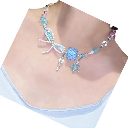 Yooghuge Stilvoller Perlen Schmetterling Bowknot Halskette Für Frauen Trendy Schmuck Leichtes Nackenzubehör Täglicher Tretschlangeblattkette Bunte Perlen Halskette Yooghuge Stilvoller Perlen Schmetterling Bowknot Halskette Für Frauen Trendy Schmuck Leichtes Nackenzubehör Täglicher Tretschlangeblattkette Bunte Perlen Halskette von Yooghuge