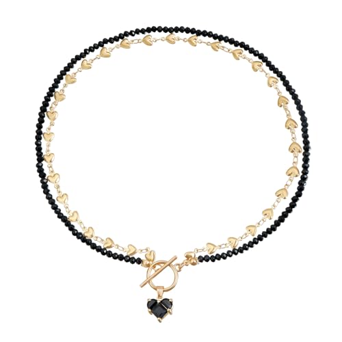 Yooghuge Stylish Alloy Heart Halskette Mit Funkelnden Zirkonsteindekoration Für Modische Frauen Und Trendige Damen Outfits Colarmbone Kette Halskette von Yooghuge