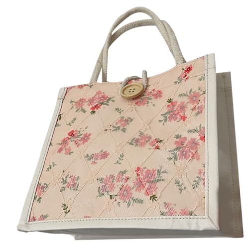 Yooghuge Süße Blumenstoff Stoff Tasche Handtasche Für Frauen Japanisch Inspiriertes Modezubehör Für Lehrbücher Und Boxen Frauen Der Oberen Grifftasche von Yooghuge