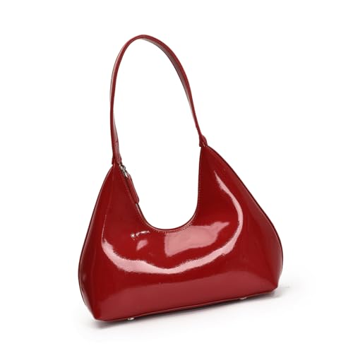 Yooghuge Trendige PU Handtasche Hochglänzende Achterbeutel Umhängetaschen Mit Geräumigem Innenraum Für Einkaufen Und Luxuriöses PU Taschen Aus Dem Essen von Yooghuge