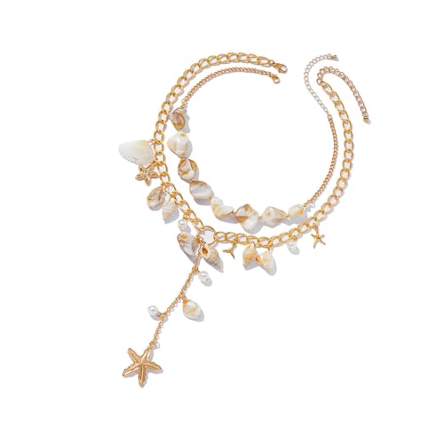 Yooghuge Vielseitige Muschelschale Perlen Halskette Neckkette Für Frauen Verstellbarer Verschluss Design Anhänger Schmuck Geschenk Mit Meeres Thema Einzigartige Schmuck Geburtstag Geschenk von Yooghuge