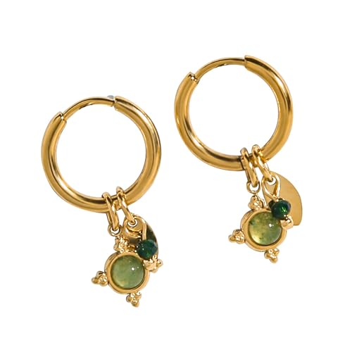 Zarte Kreisförmige Aventurinohrringe Ohrringe Tragbare Metallallergie Sichere Dropohrringe Schmuckgeschenk Für Ihre Aventurine Dangle Ohrringe von Yooghuge