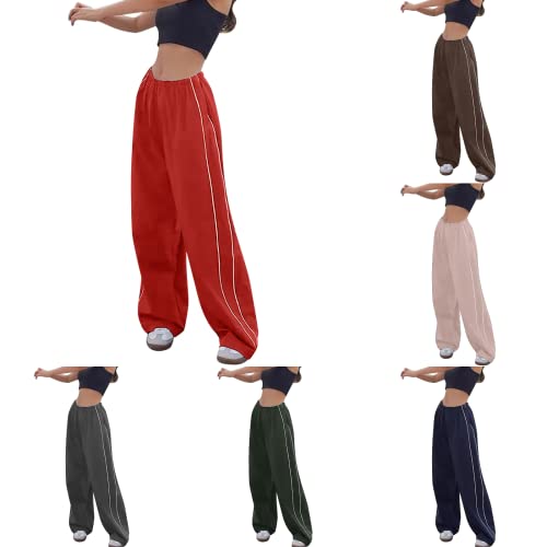 Cargohose Damen Baggy Y2k,Straight Sweathose Elastische Bund Hosen Weite Hose Hip Hop Cargohose Damen Schlaghose Sport Jogginghose Streatwear Mode Parachute Pants für Frauen Lose Cargo Hose von Yookstar