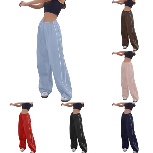 Cargohose Damen Baggy Y2k,Straight Sweathose Elastische Bund Hosen Weite Hose Hip Hop Cargohose Damen Schlaghose Sport Jogginghose Streatwear Mode Parachute Pants für Frauen Lose Cargo Hose von Yookstar