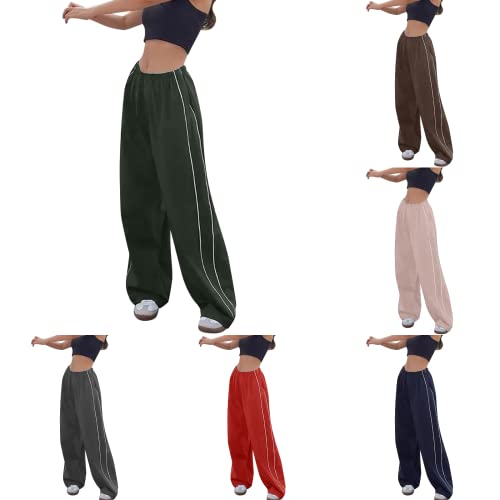 Cargohose Damen Baggy Y2k,Straight Sweathose Elastische Bund Hosen Weite Hose Hip Hop Cargohose Damen Schlaghose Sport Jogginghose Streatwear Mode Parachute Pants für Frauen Lose Cargo Hose von Yookstar